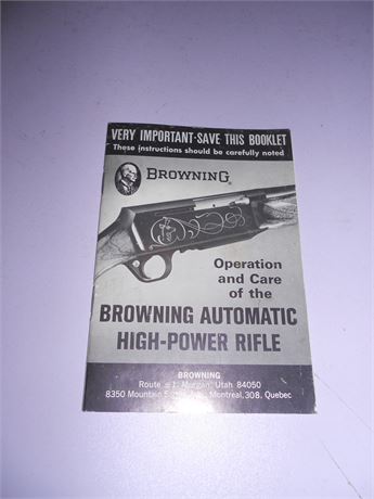 BROWNING AUTOMATIC RIFLE HANDBOOK/BROCHURE - VERY RARE