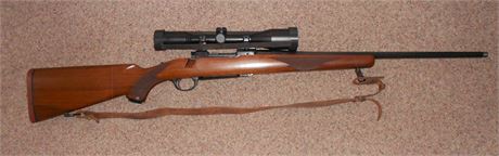 RUGER M77 .243 Cal.STALKING RIFLE WITH SCOPE AND SLING, SCREWCUT FOR MODERATOR