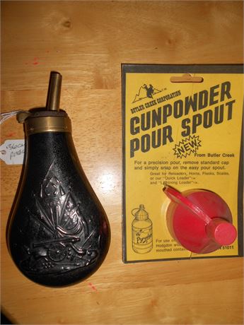POWDER FLASK OFFSET SPOUT FOR REVOLVERS - 5 INCH